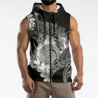 Piko Hawaiian Sleeveless Zip Hoodie Monochrome Galaxy Spiral Plumeria Tribal Patterns DT05 - Polynesian Pride