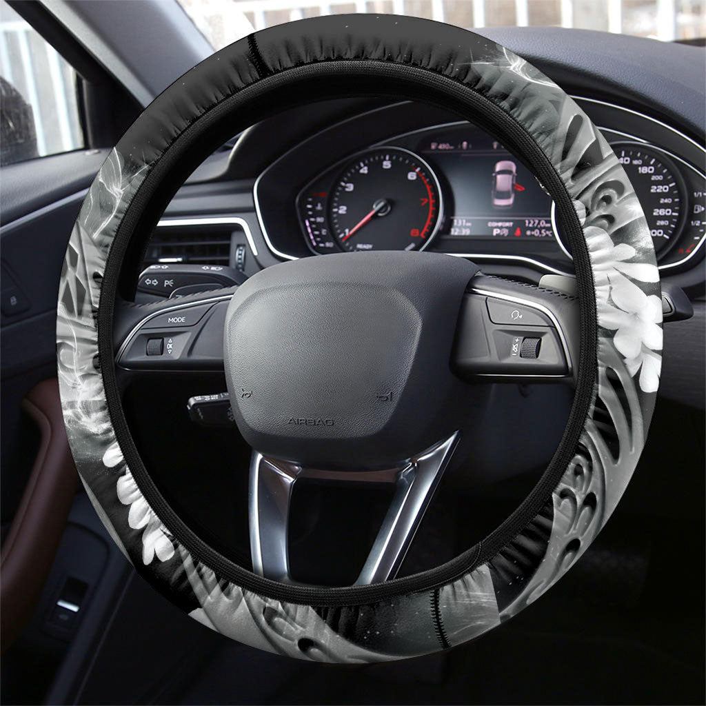 Piko Hawaiian Steering Wheel Cover Monochrome Galaxy Spiral Plumeria Tribal Patterns DT05 - Polynesian Pride