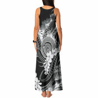 Piko Hawaiian Tank Maxi Dress Monochrome Galaxy Spiral Plumeria Tribal Patterns DT05 - Polynesian Pride