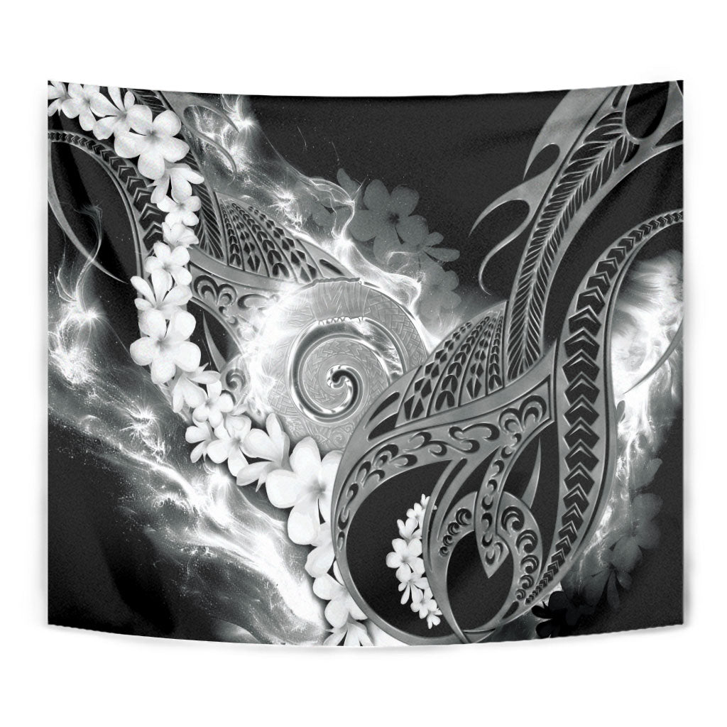 Piko Hawaiian Tapestry Monochrome Galaxy Spiral Plumeria Tribal Patterns DT05 - Polynesian Pride
