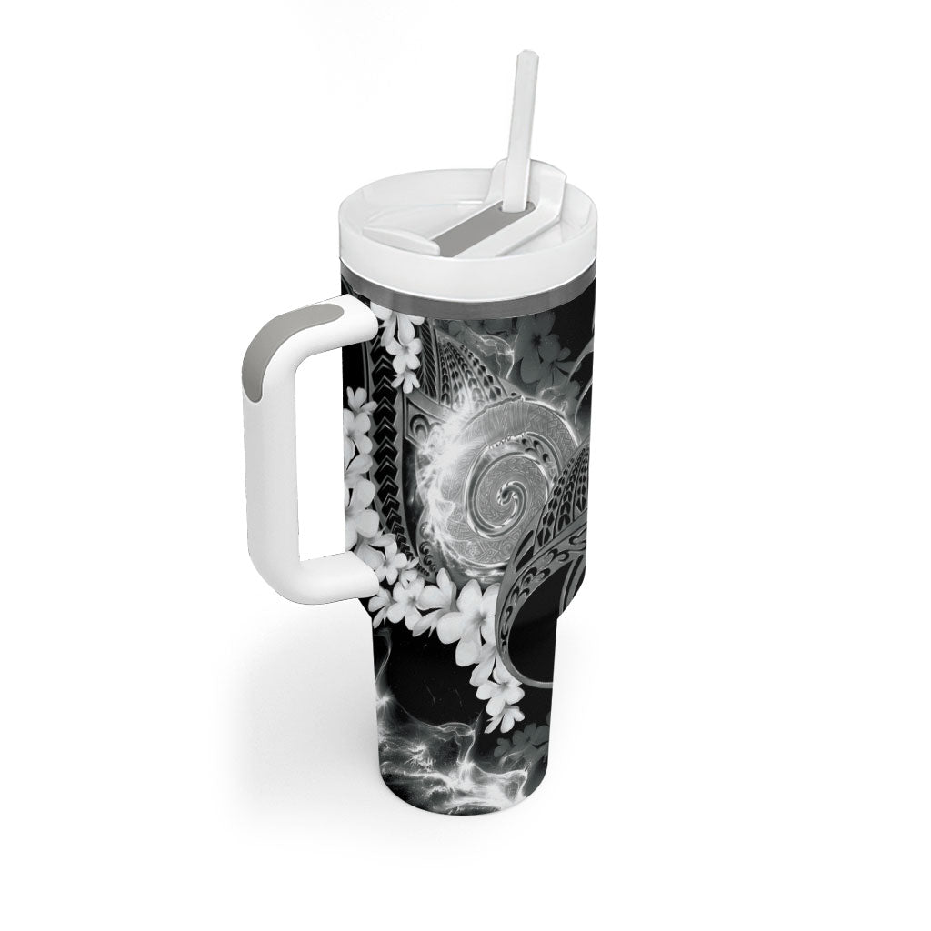 Piko Hawaiian Tumbler With Handle Monochrome Galaxy Spiral Plumeria Tribal Patterns DT05 - Polynesian Pride