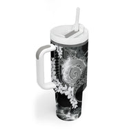 Piko Hawaiian Tumbler With Handle Monochrome Galaxy Spiral Plumeria Tribal Patterns DT05 - Polynesian Pride