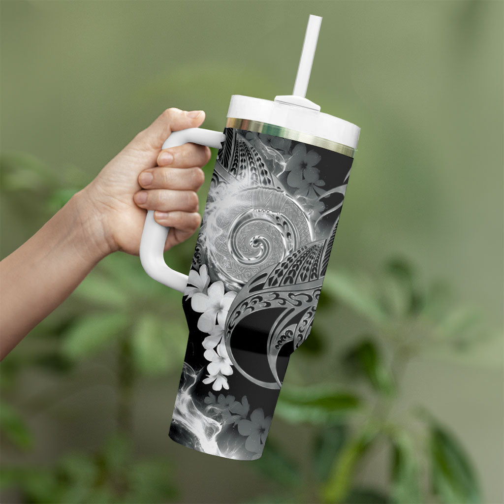 Piko Hawaiian Tumbler With Handle Monochrome Galaxy Spiral Plumeria Tribal Patterns DT05 - Polynesian Pride