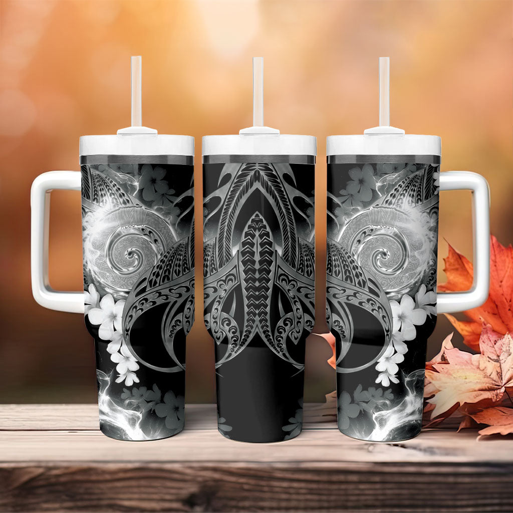 Piko Hawaiian Tumbler With Handle Monochrome Galaxy Spiral Plumeria Tribal Patterns DT05 - Polynesian Pride