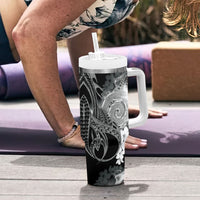 Piko Hawaiian Tumbler With Handle Monochrome Galaxy Spiral Plumeria Tribal Patterns DT05 - Polynesian Pride