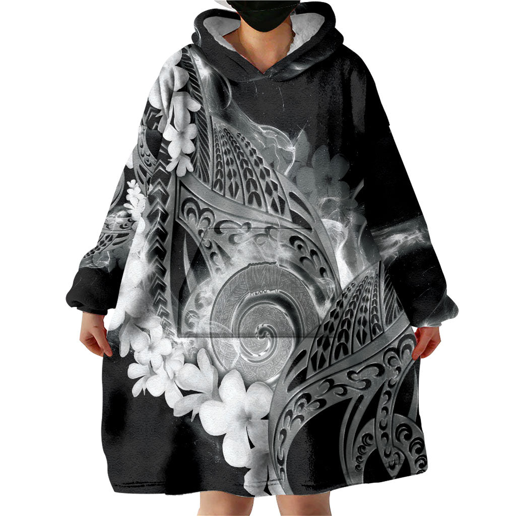 Piko Hawaiian Wearable Blanket Hoodie Monochrome Galaxy Spiral Plumeria Tribal Patterns DT05 - Polynesian Pride