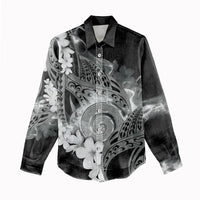 Piko Hawaiian Women Casual Shirt Monochrome Galaxy Spiral Plumeria Tribal Patterns DT05 - Polynesian Pride