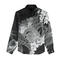 Piko Hawaiian Women Casual Shirt Monochrome Galaxy Spiral Plumeria Tribal Patterns DT05 - Polynesian Pride