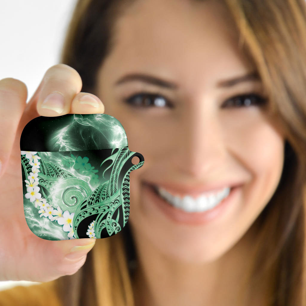 Piko Hawaiian AirPods Case Green Galaxy Spiral Plumeria Tribal Patterns DT05 - Polynesian Pride