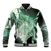 Piko Hawaiian Baseball Jacket Green Galaxy Spiral Plumeria Tribal Patterns DT05 Unisex Green - Polynesian Pride