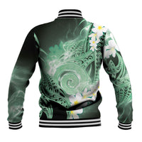 Piko Hawaiian Baseball Jacket Green Galaxy Spiral Plumeria Tribal Patterns DT05 - Polynesian Pride