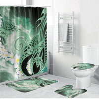 Piko Hawaiian Bathroom Set Green Galaxy Spiral Plumeria Tribal Patterns DT05 Bathroom Set (4 pcs) Green - Polynesian Pride