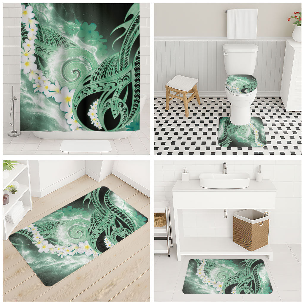 Piko Hawaiian Bathroom Set Green Galaxy Spiral Plumeria Tribal Patterns DT05 - Polynesian Pride