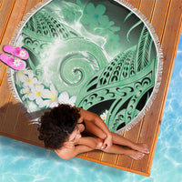 Piko Hawaiian Beach Blanket Green Galaxy Spiral Plumeria Tribal Patterns DT05 - Polynesian Pride
