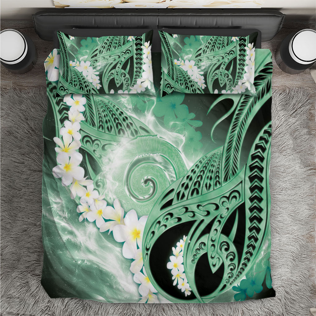 Piko Hawaiian Bedding Set Green Galaxy Spiral Plumeria Tribal Patterns DT05 Green - Polynesian Pride