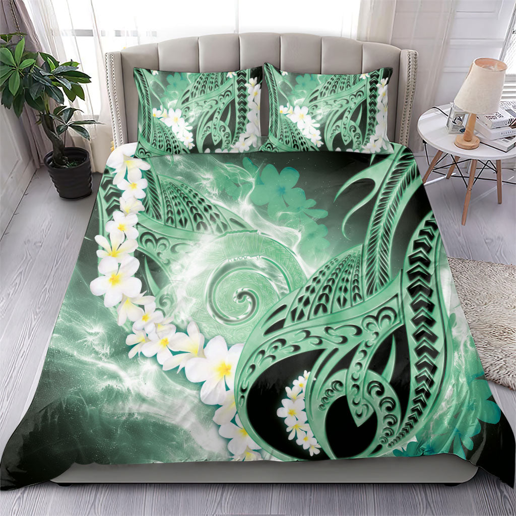 Piko Hawaiian Bedding Set Green Galaxy Spiral Plumeria Tribal Patterns DT05 - Polynesian Pride