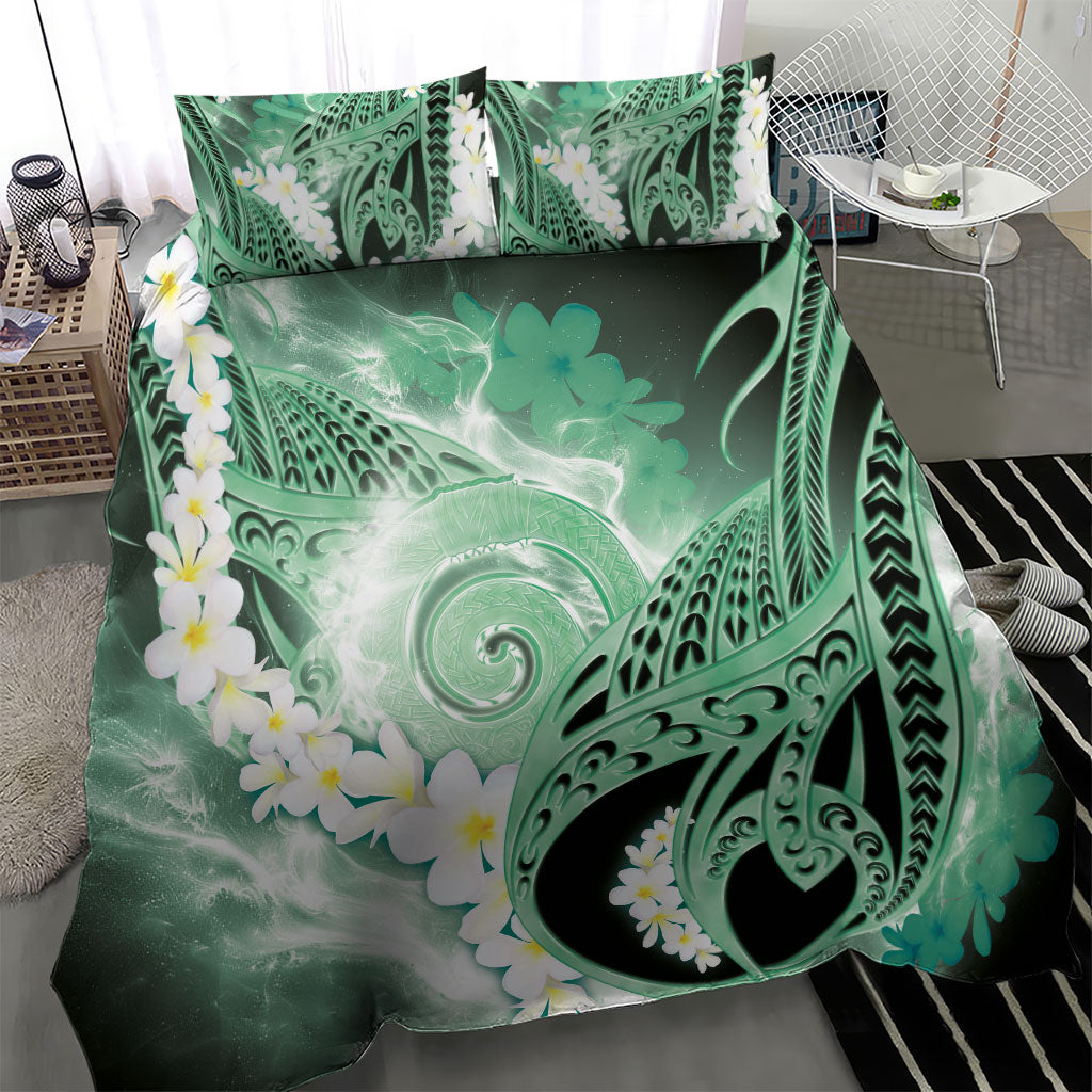 Piko Hawaiian Bedding Set Green Galaxy Spiral Plumeria Tribal Patterns DT05 - Polynesian Pride
