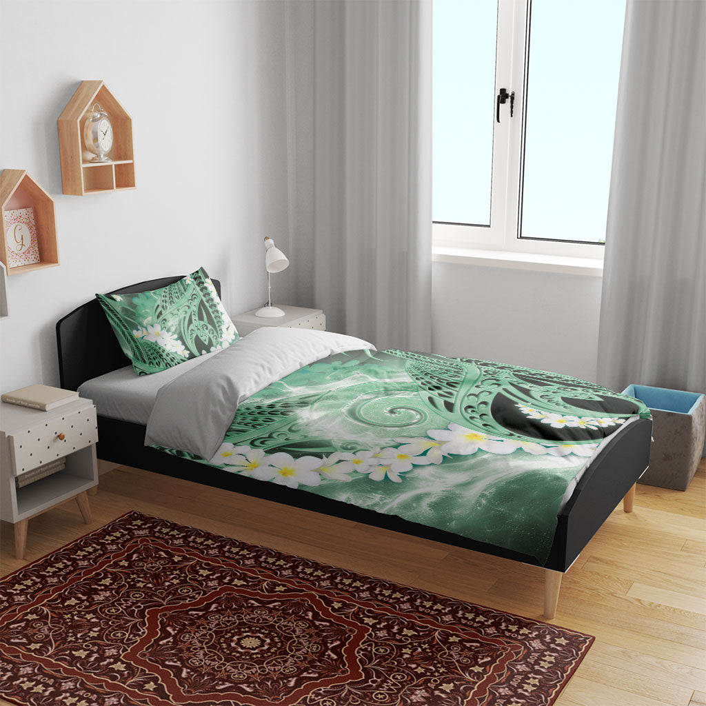 Piko Hawaiian Bedding Set Green Galaxy Spiral Plumeria Tribal Patterns DT05 - Polynesian Pride