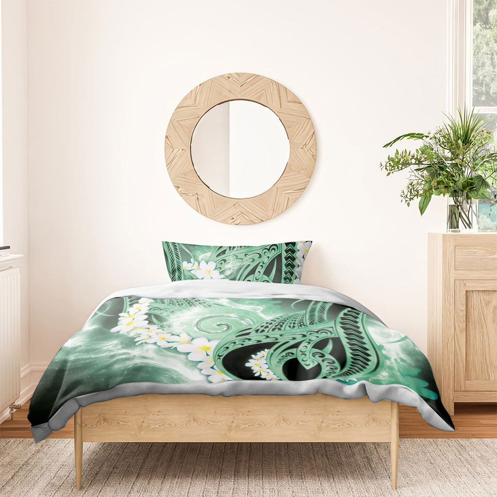 Piko Hawaiian Bedding Set Green Galaxy Spiral Plumeria Tribal Patterns DT05 - Polynesian Pride
