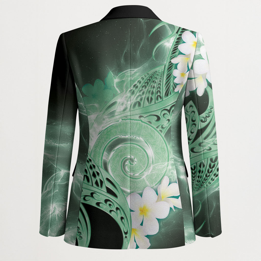 Piko Hawaiian Blazer Green Galaxy Spiral Plumeria Tribal Patterns DT05 - Polynesian Pride