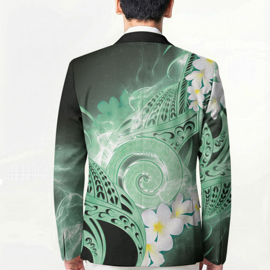 Piko Hawaiian Blazer Green Galaxy Spiral Plumeria Tribal Patterns DT05 - Polynesian Pride