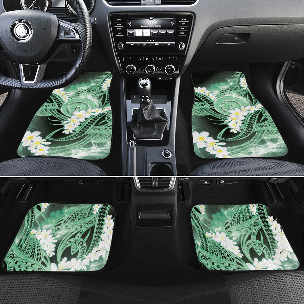 Piko Hawaiian Car Mats Green Galaxy Spiral Plumeria Tribal Patterns DT05 Set 4pcs Green - Polynesian Pride