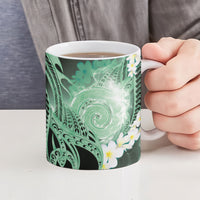 Piko Hawaiian Ceramic Mug Green Galaxy Spiral Plumeria Tribal Patterns DT05 - Polynesian Pride