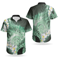Piko Hawaiian Couples Matching Summer Maxi Dress and Hawaiian Shirt Green Galaxy Spiral Plumeria Tribal Patterns DT05 - Polynesian Pride