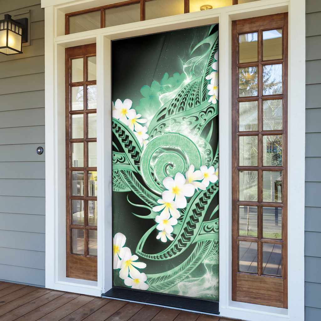 Piko Hawaiian Door Cover Green Galaxy Spiral Plumeria Tribal Patterns DT05 - Polynesian Pride