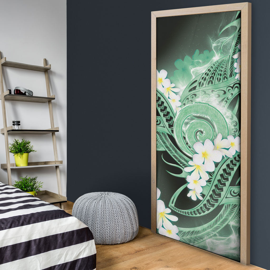 Piko Hawaiian Door Cover Green Galaxy Spiral Plumeria Tribal Patterns DT05 - Polynesian Pride