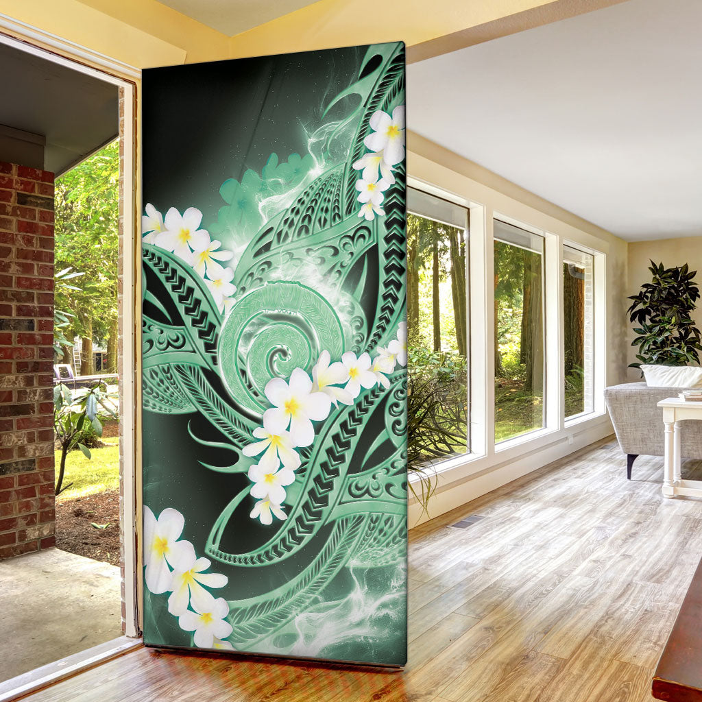 Piko Hawaiian Door Cover Green Galaxy Spiral Plumeria Tribal Patterns DT05 - Polynesian Pride