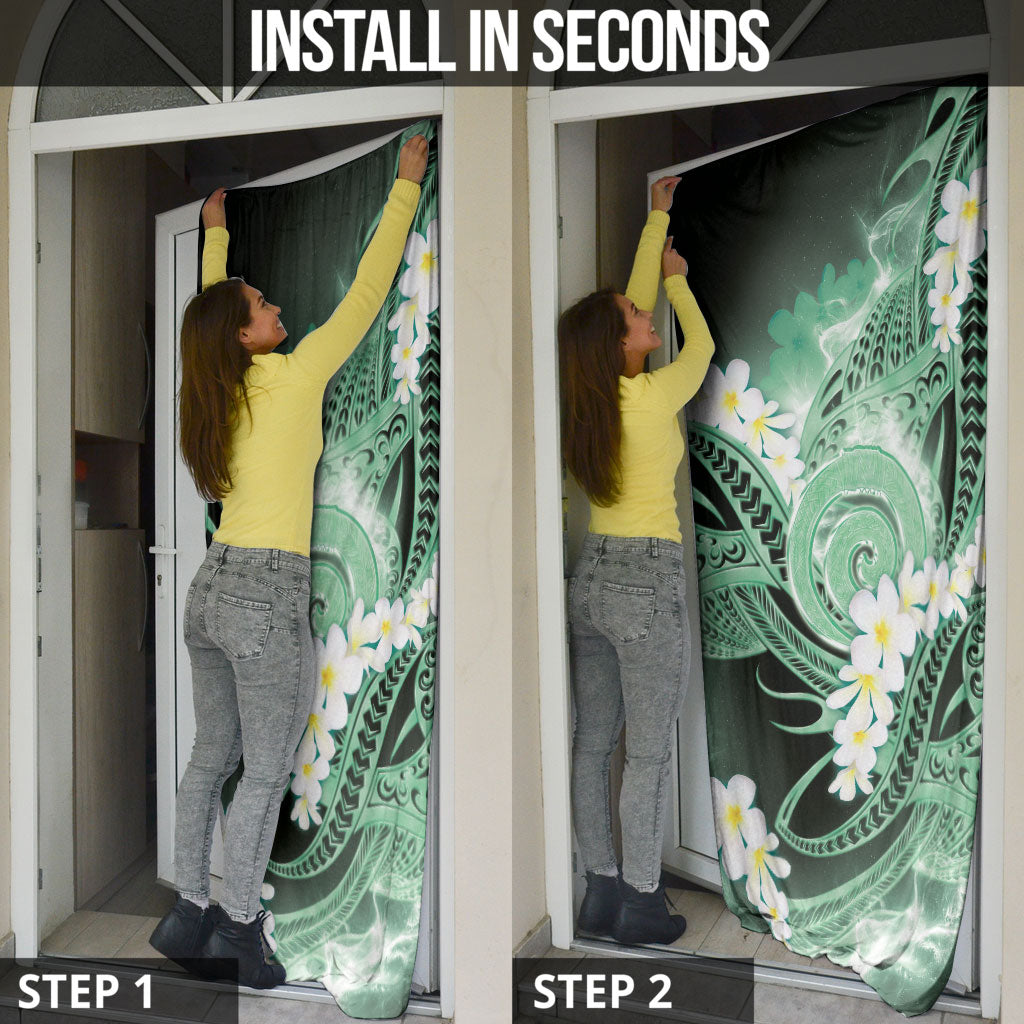 Piko Hawaiian Door Cover Green Galaxy Spiral Plumeria Tribal Patterns DT05 - Polynesian Pride
