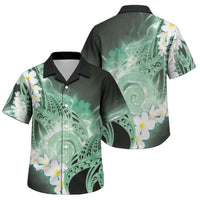Piko Hawaiian Family Matching Off Shoulder Maxi Dress and Hawaiian Shirt Green Galaxy Spiral Plumeria Tribal Patterns DT05 Son's Shirt Green - Polynesian Pride