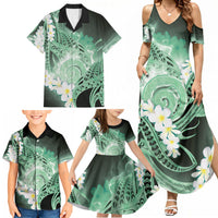 Piko Hawaiian Family Matching Summer Maxi Dress and Hawaiian Shirt Green Galaxy Spiral Plumeria Tribal Patterns DT05 - Polynesian Pride