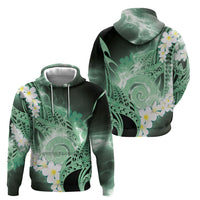 Piko Hawaiian Hoodie Green Galaxy Spiral Plumeria Tribal Patterns DT05 - Polynesian Pride
