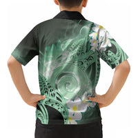 Piko Hawaiian Kid Hawaiian Shirt Green Galaxy Spiral Plumeria Tribal Patterns DT05 - Polynesian Pride