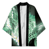 Piko Hawaiian Kimono Green Galaxy Spiral Plumeria Tribal Patterns DT05 Unisex Green - Polynesian Pride