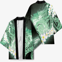 Piko Hawaiian Kimono Green Galaxy Spiral Plumeria Tribal Patterns DT05 - Polynesian Pride