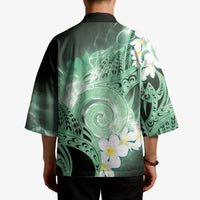 Piko Hawaiian Kimono Green Galaxy Spiral Plumeria Tribal Patterns DT05 - Polynesian Pride