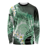 Piko Hawaiian Long Sleeve Shirt Green Galaxy Spiral Plumeria Tribal Patterns DT05 Unisex Green - Polynesian Pride