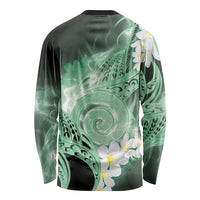 Piko Hawaiian Long Sleeve Shirt Green Galaxy Spiral Plumeria Tribal Patterns DT05 - Polynesian Pride