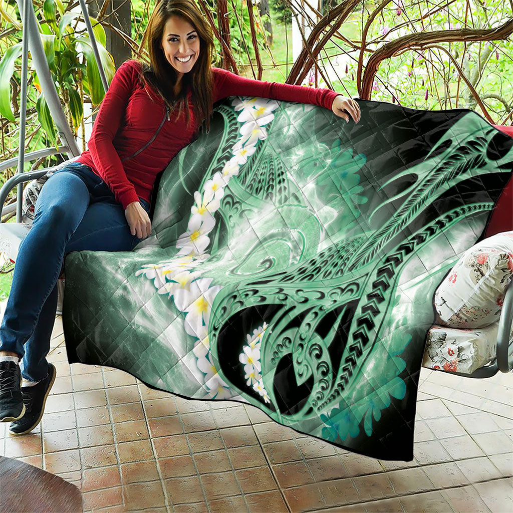 Piko Hawaiian Quilt Green Galaxy Spiral Plumeria Tribal Patterns DT05 - Polynesian Pride