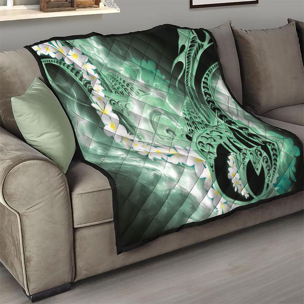 Piko Hawaiian Quilt Green Galaxy Spiral Plumeria Tribal Patterns DT05 - Polynesian Pride