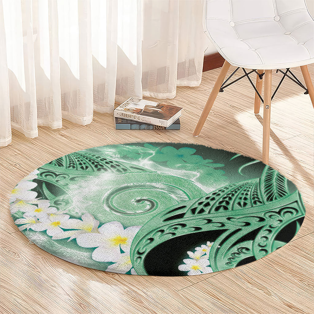 Piko Hawaiian Round Carpet Green Galaxy Spiral Plumeria Tribal Patterns DT05 - Polynesian Pride