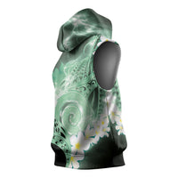 Piko Hawaiian Sleeveless Hoodie Green Galaxy Spiral Plumeria Tribal Patterns DT05 - Polynesian Pride
