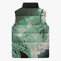 Piko Hawaiian Sleeveless Puffer Jacket Green Galaxy Spiral Plumeria Tribal Patterns DT05 - Polynesian Pride