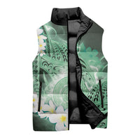Piko Hawaiian Sleeveless Puffer Jacket Green Galaxy Spiral Plumeria Tribal Patterns DT05 - Polynesian Pride
