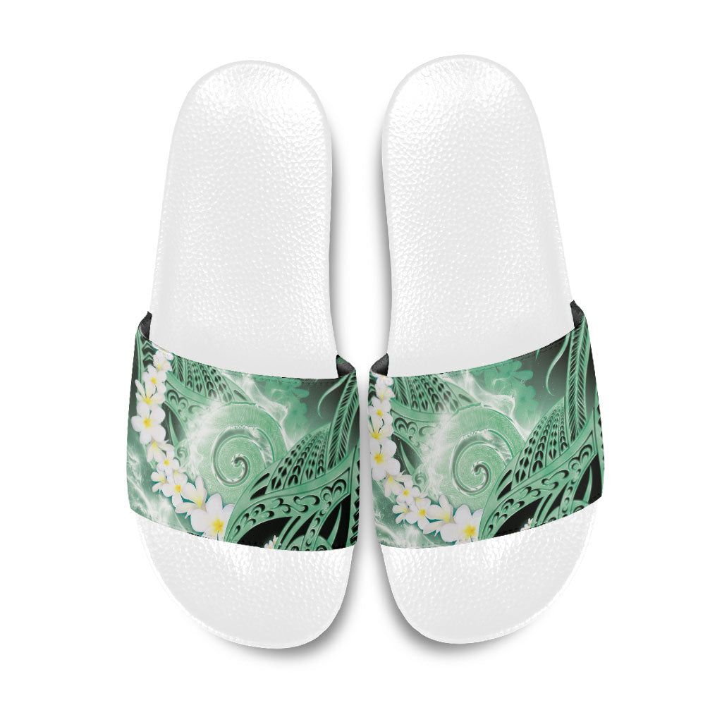 Piko Hawaiian Slide Sandals Green Galaxy Spiral Plumeria Tribal Patterns DT05 Green - Polynesian Pride
