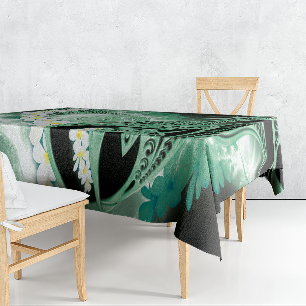 Piko Hawaiian Tablecloth Green Galaxy Spiral Plumeria Tribal Patterns DT05 - Polynesian Pride
