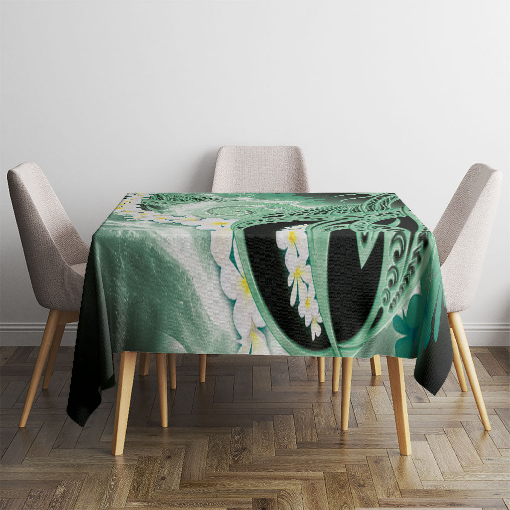 Piko Hawaiian Tablecloth Green Galaxy Spiral Plumeria Tribal Patterns DT05 - Polynesian Pride